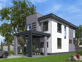 Двухэтажный дом с кухней-гостиной, гостевой спальней, балконом и тремя спальнями